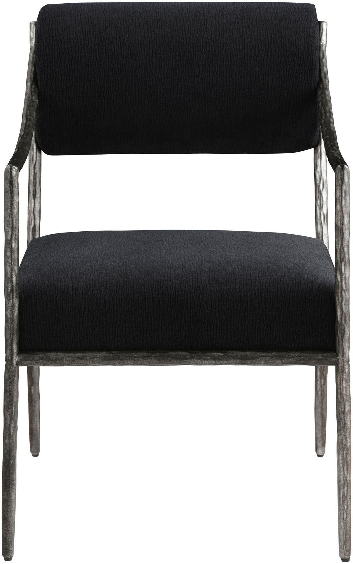 Bastille Chenille Dining Arm Chair Set of 2 with Silver Frame