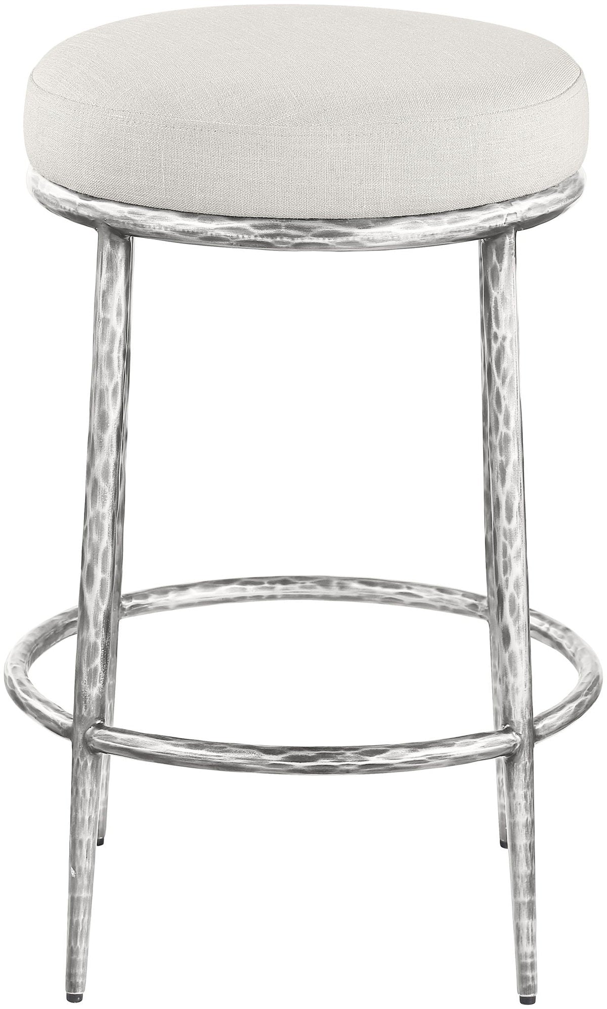 Ferro Upholstered Backless Counter Stool with Brushed Silver Base