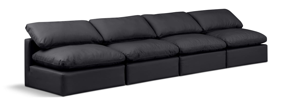 Indulge Faux Leather Modular Sectional — 4-Piece Armless Sofa — Black