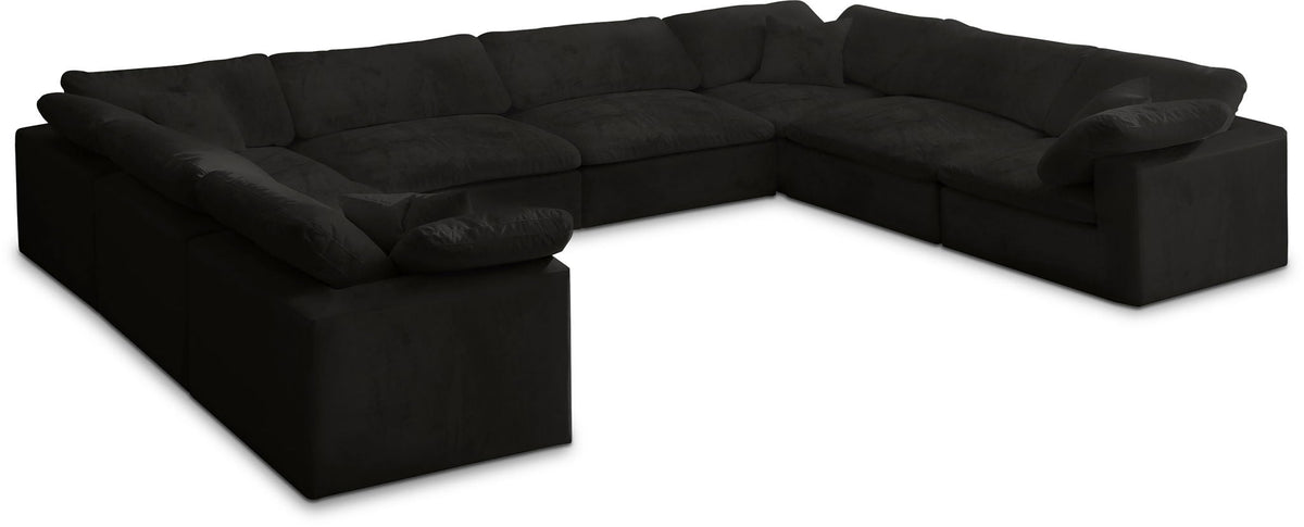 Cozy Velvet Modular Sectional — 8-Piece Sectional — Black