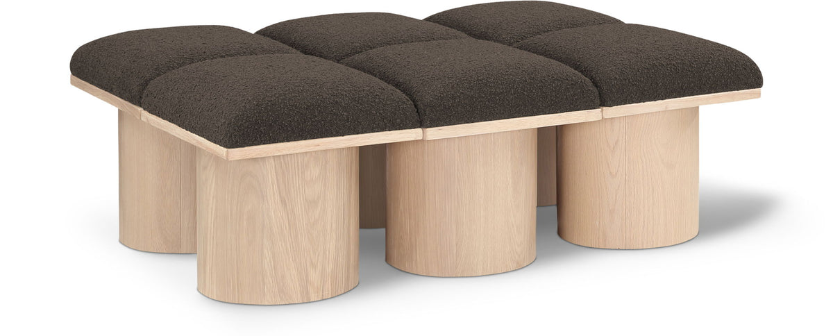 Pavilion Modular Bench 6-Piece Bench, 46.5"W x 36"D — Brown / Natural Base