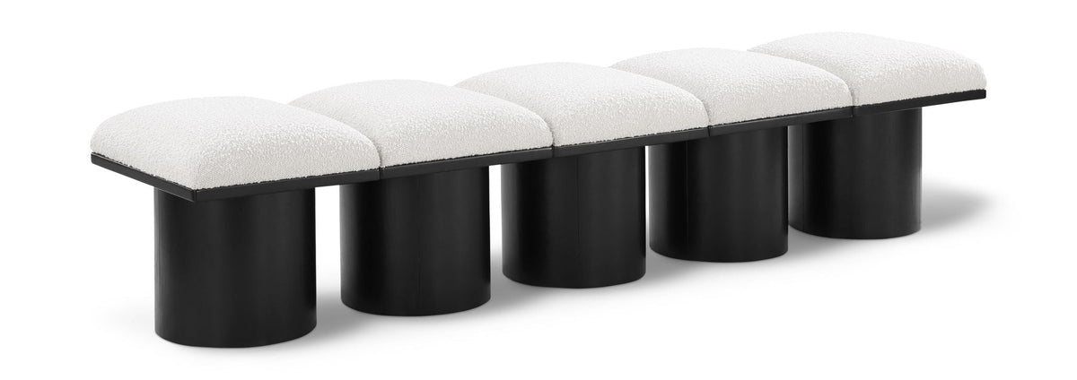 Pavilion Modular Bench 5-Piece Bench, 77.5"W x 18"D — Cream / Black Base