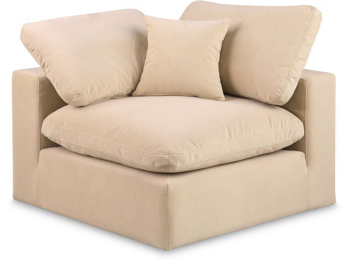 Comfy Velvet Modular Sectional — Add-On: Corner Chair — Beige
