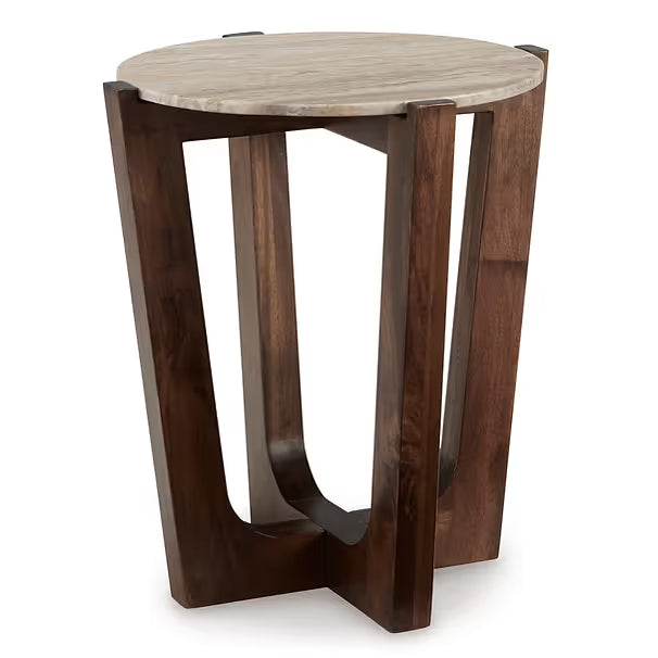 Tanidore Warm Brown Mango Wood Coffee Table Set — Marble Top
