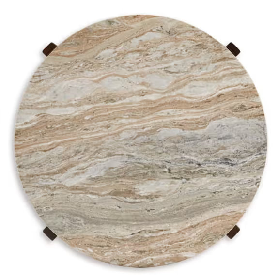 Tanidore Warm Brown Mango Wood Coffee Table Set — Marble Top