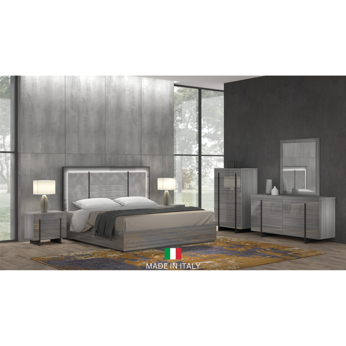 Blade Grey Bedroom Set — Lighted Bed
