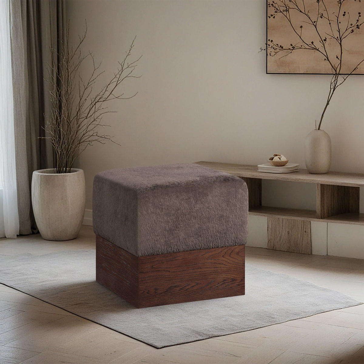 Havre - Ottoman / Stool with Brown Base