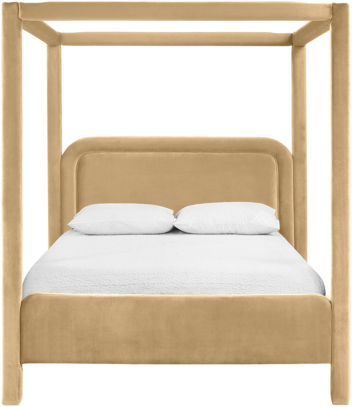 Salina Velvet Upholstered Canopy Bed — 10 Colors, Twin to King