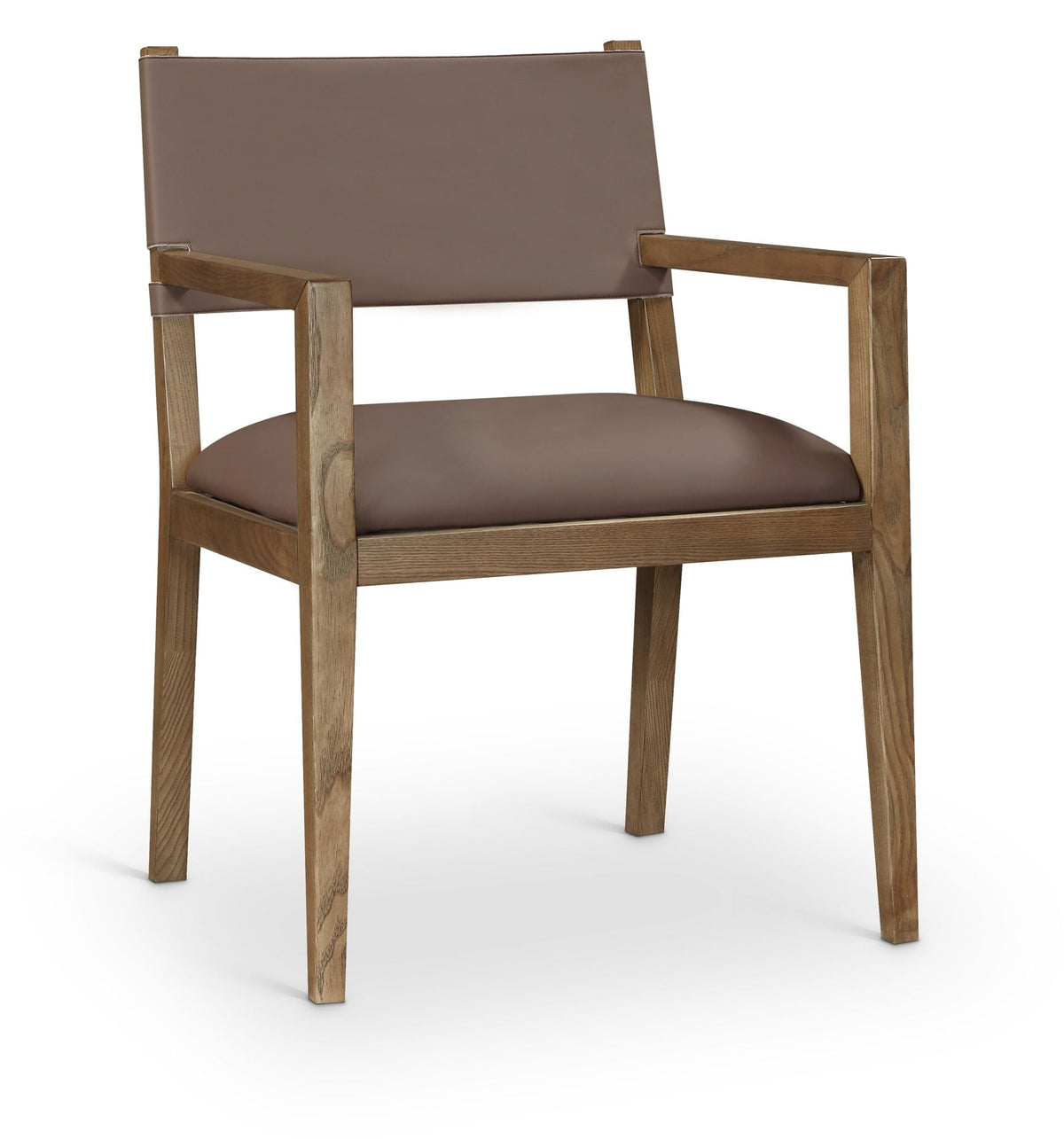 Avon - Vegan Leather Dining Arm Chair - Brown