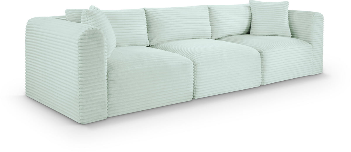 Shaggy Modular Sectional — 3-Piece Sofa — Mint