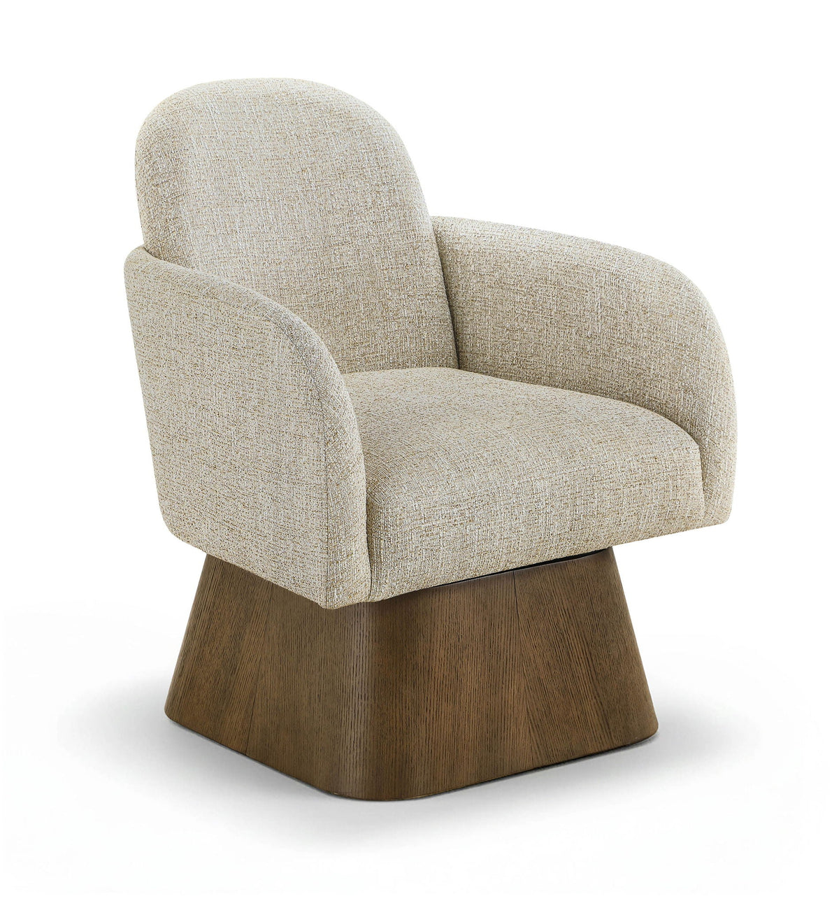 Marlowe - Linen Textured Fabric Upholstered Swivel Accent Chair with Brown Base
