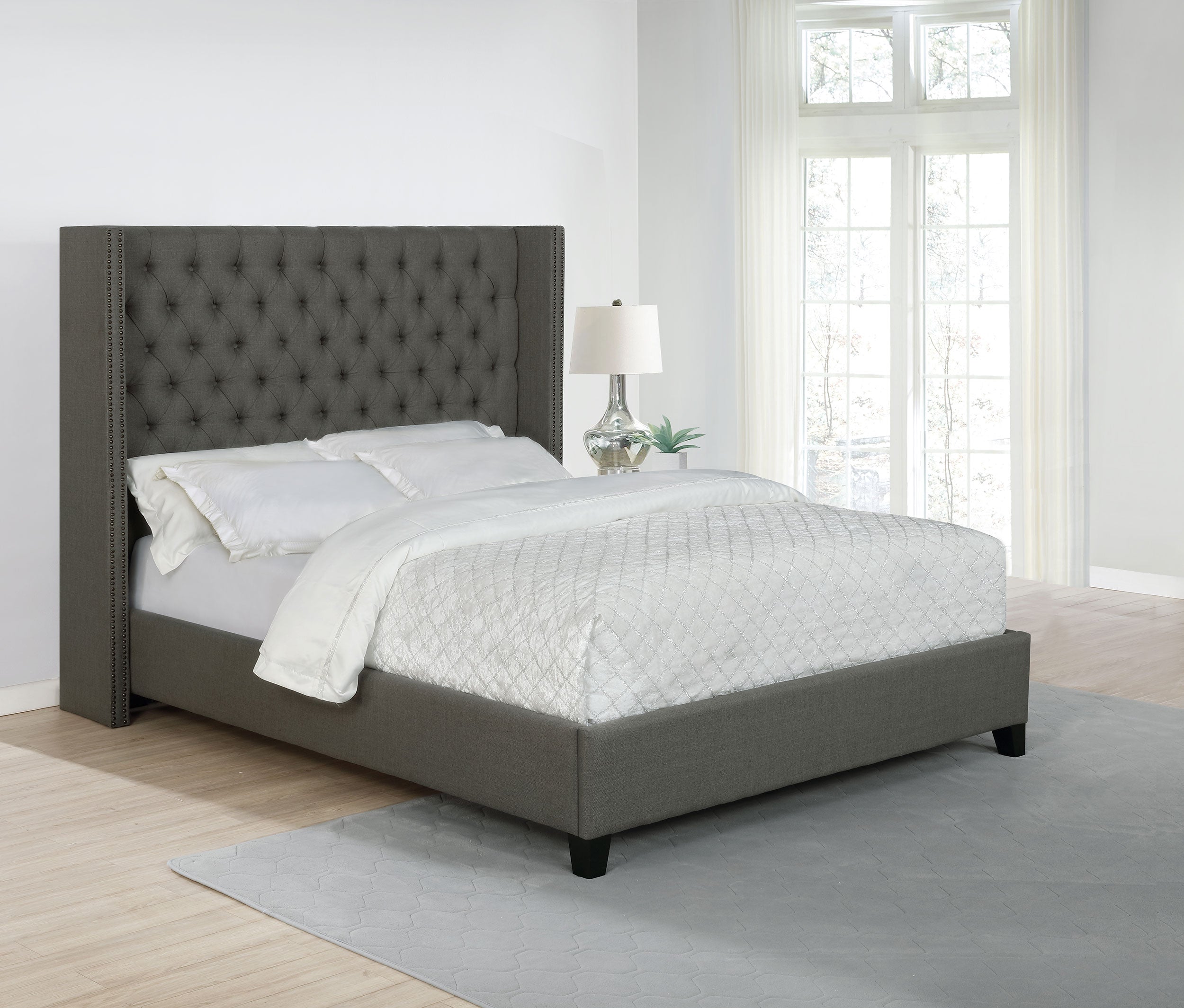 Bancroft Upholstered Wingback Bed Grey