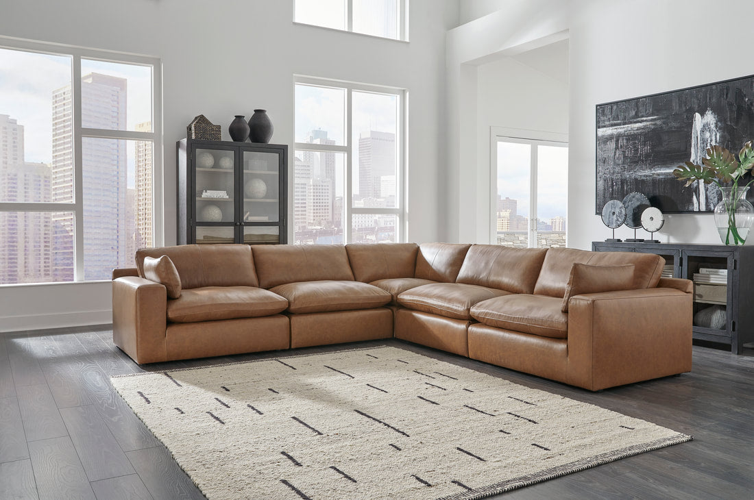 Ashley 309-01 Genuine Leather Modular Sectional — 5-Piece Set