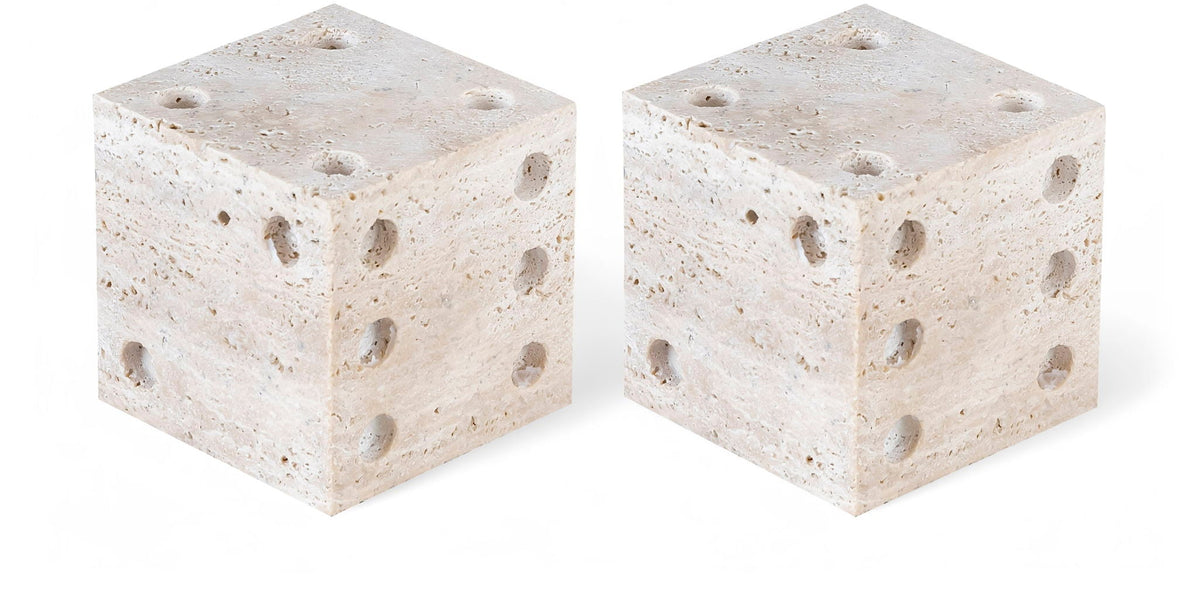 Dice - Marble & Travertine Decorative Object - Travertine
