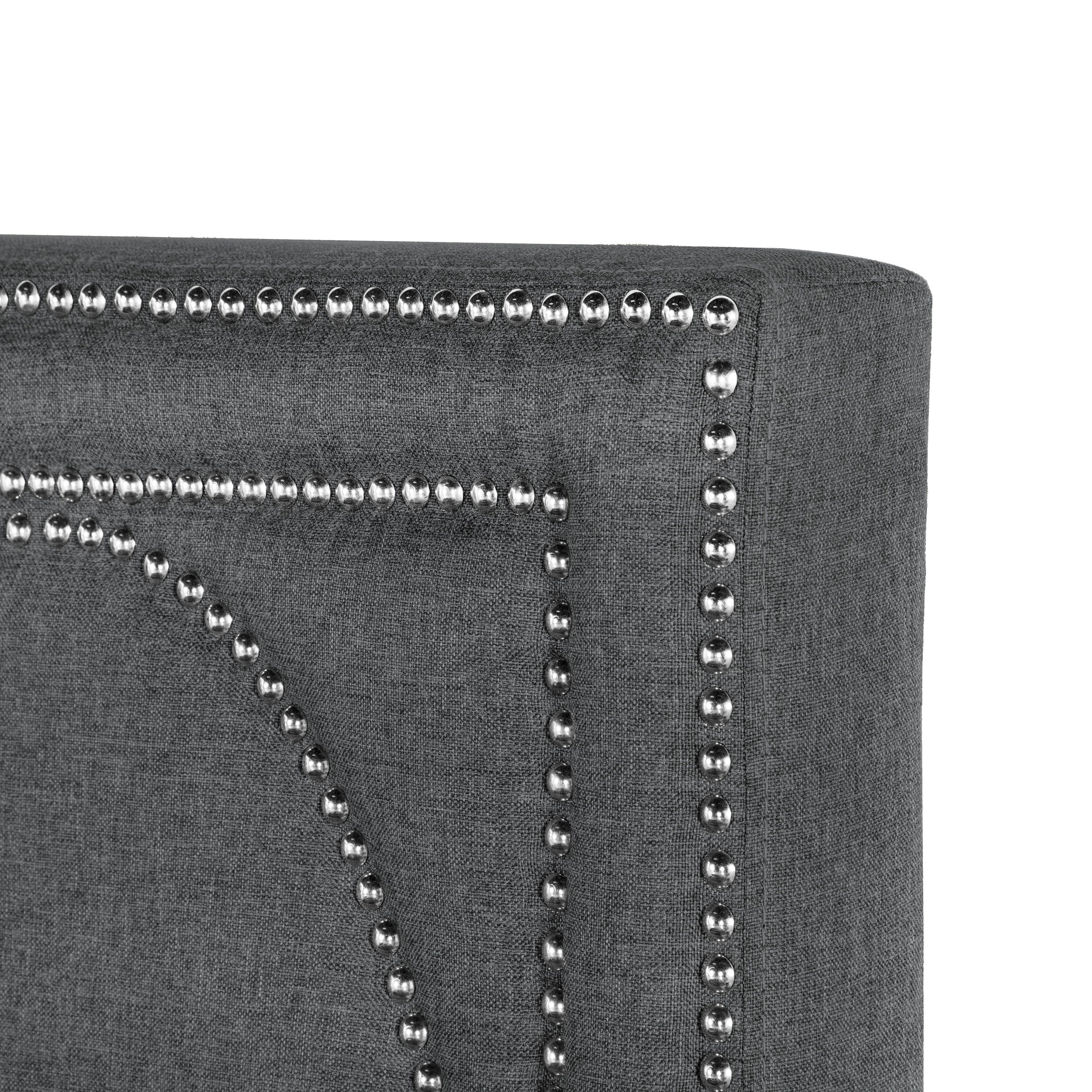 Bowfield Upholstered Bed with Nailhead Trim Charcoal