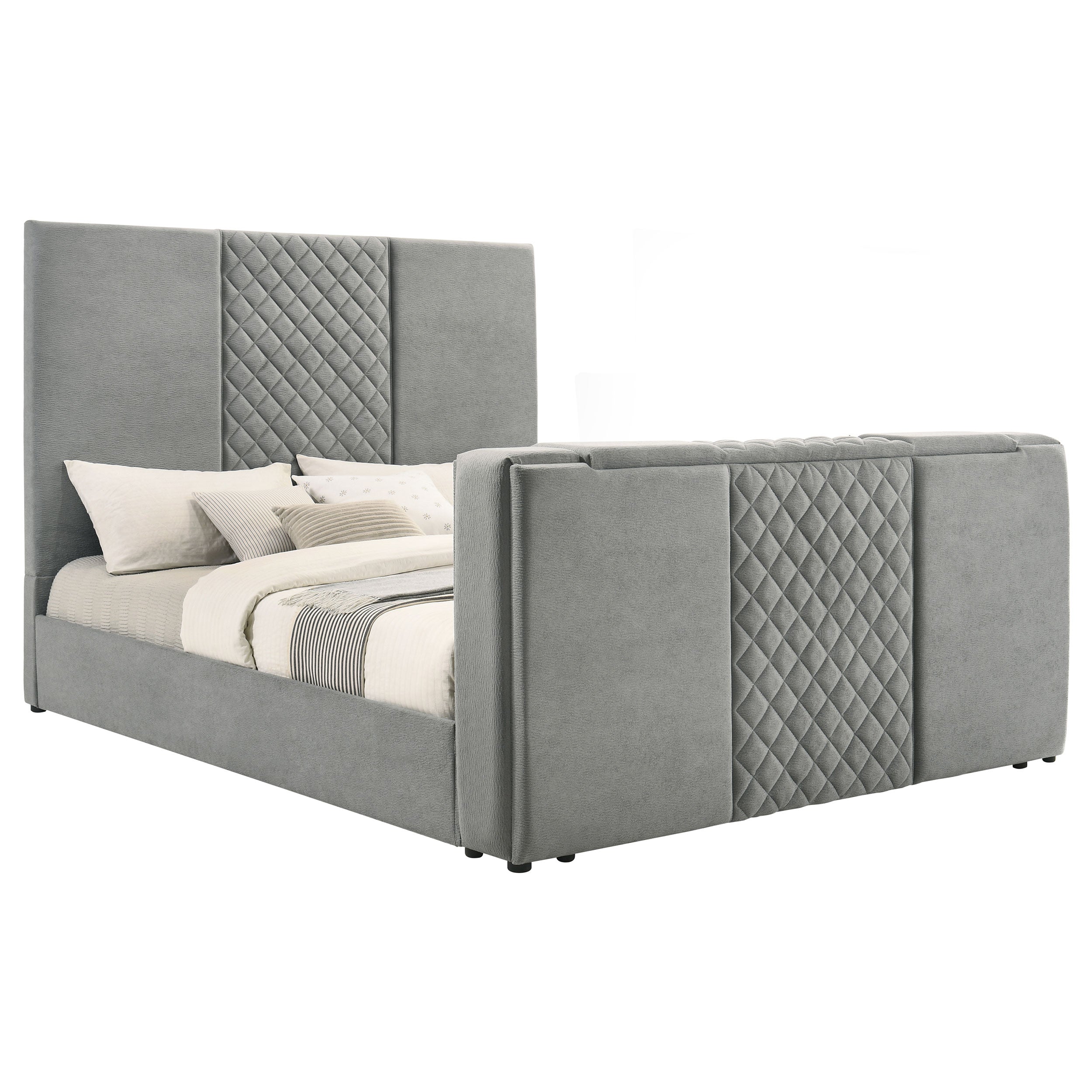 Tara 61-inch Upholstered  Panel TV Bed Grey