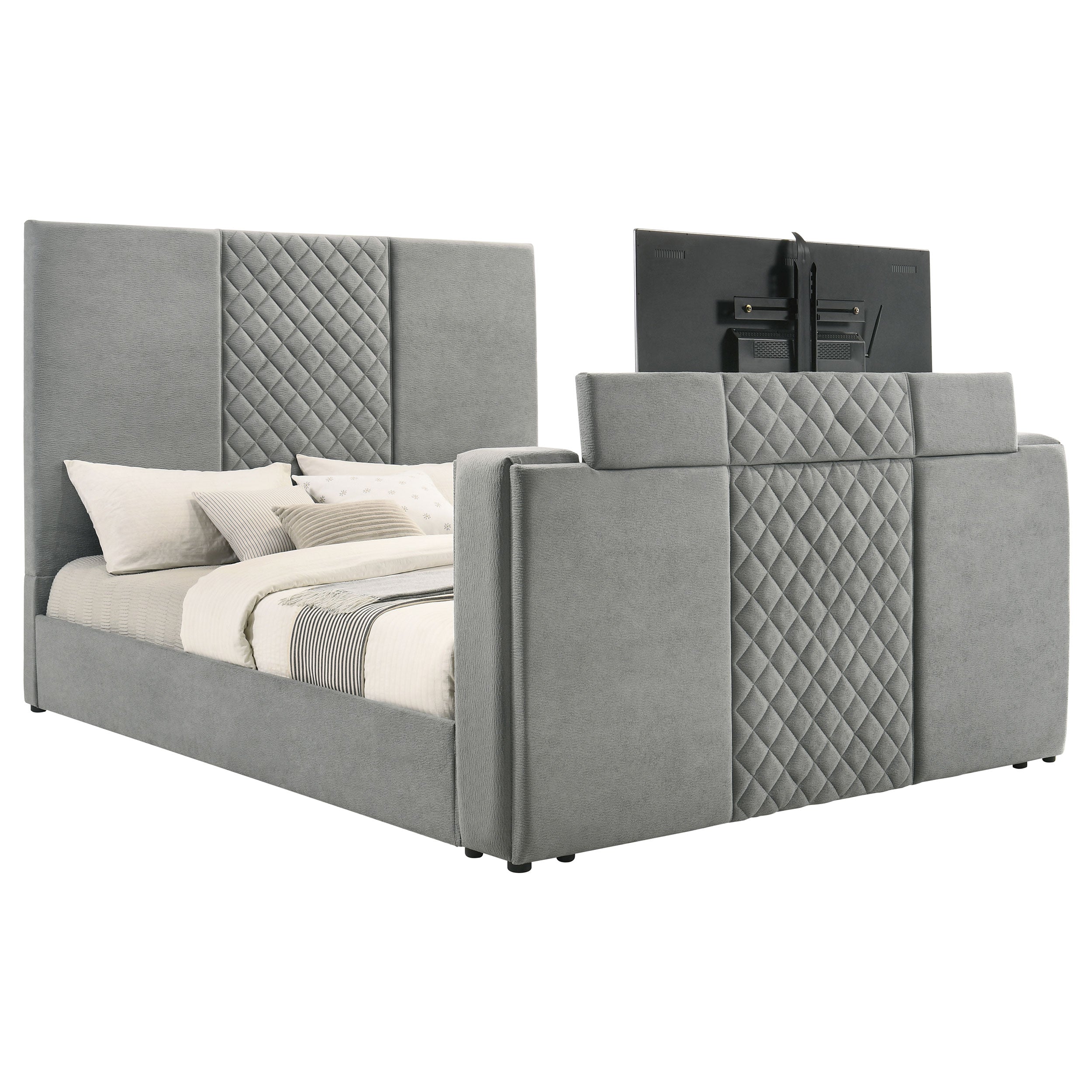 Tara 61-inch Upholstered  Panel TV Bed Grey