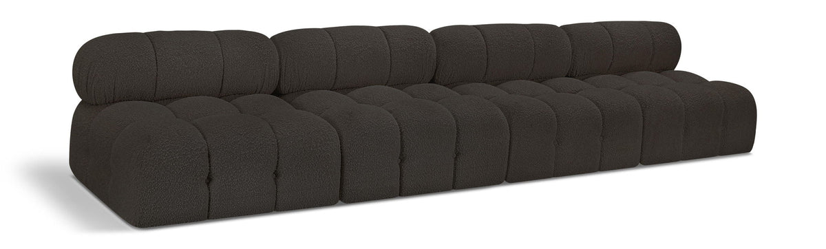 Ames Boucle Modular Sectional — 4-Piece Armless Sofa — Brown