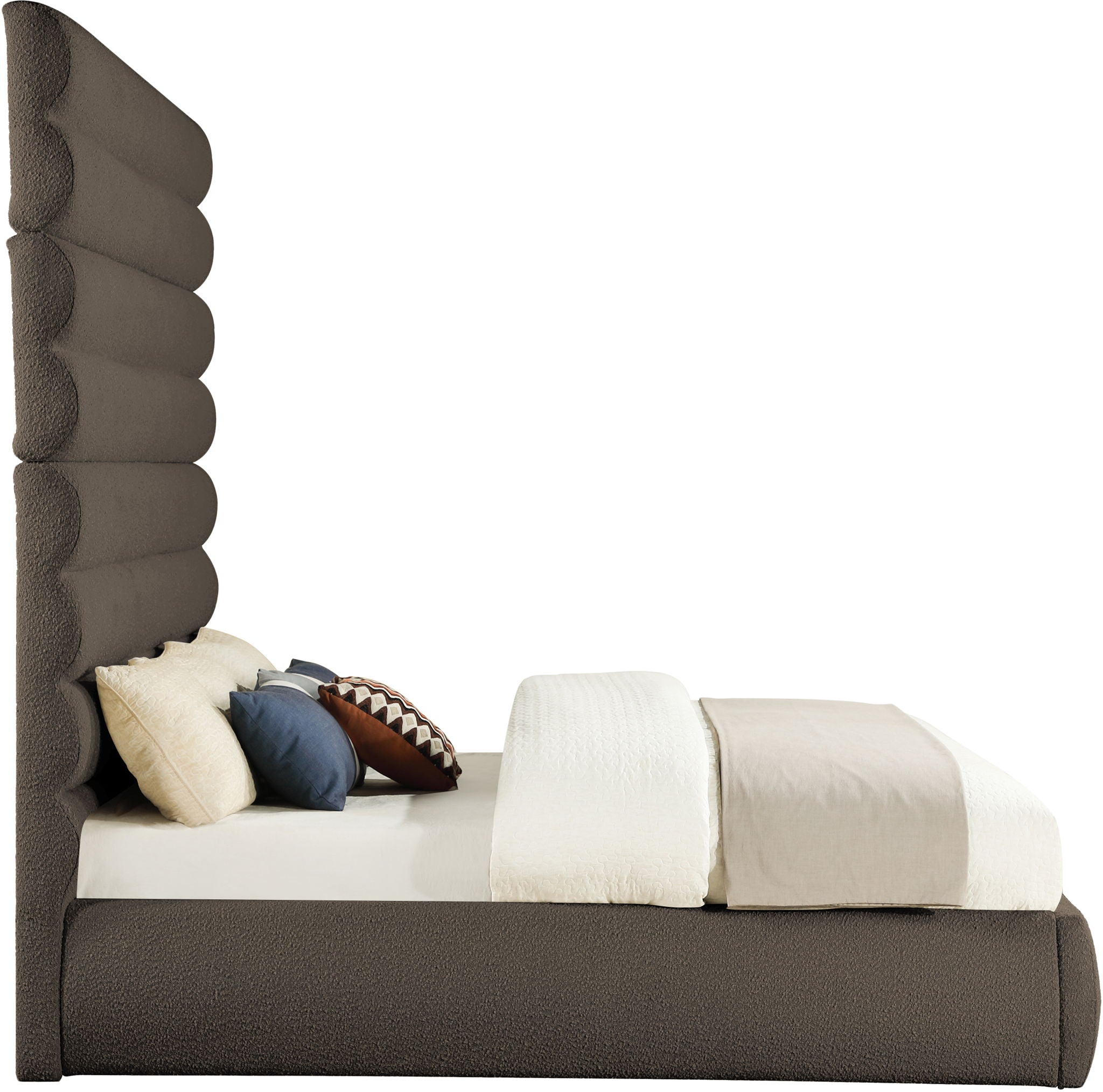 Adam - Boucle Fabric Bed With 89" Headboard