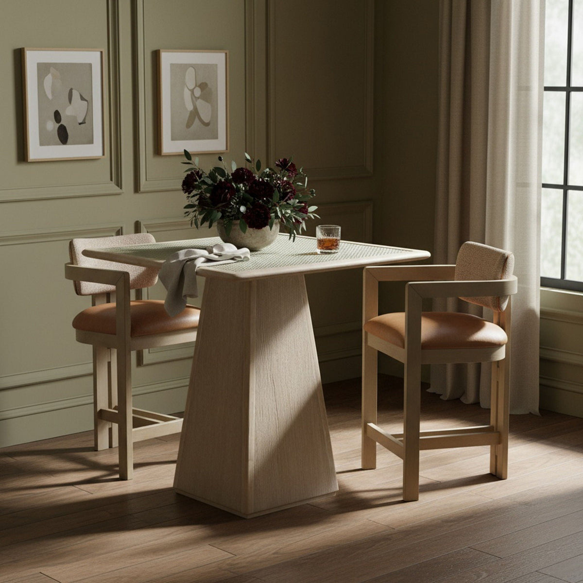 Ravina Upholstered Counter Stool with Natural Base