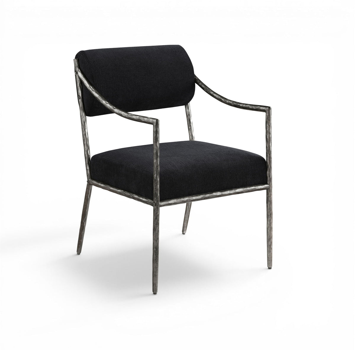 Bastille Chenille Dining Arm Chair Set of 2 with Silver Frame