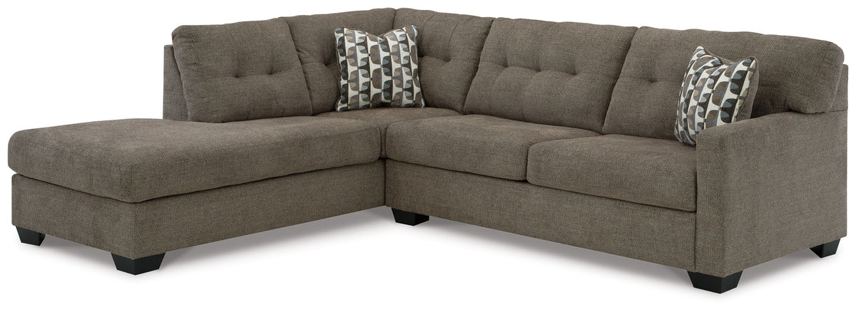 Mahoney 2 Colors Sectional — 2-Piece Sleeper Sectional With Left-Arm Corner Chaise — Chocolate