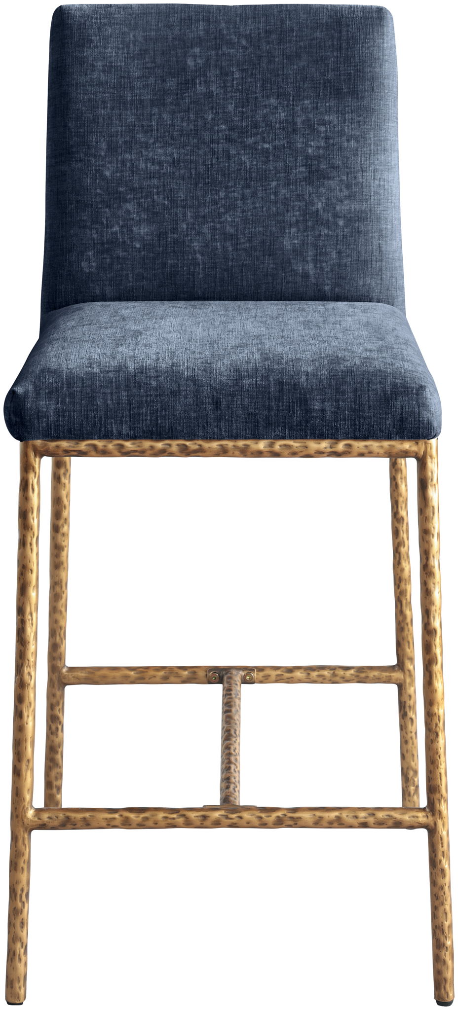 Reeves - Chenille Fabric Upholstered Counter Stool (Set of 2) with Gold Base