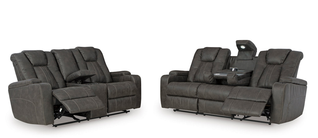 Ashley 346-04 Reclining Set — Wireless Charging Drop-Down Table