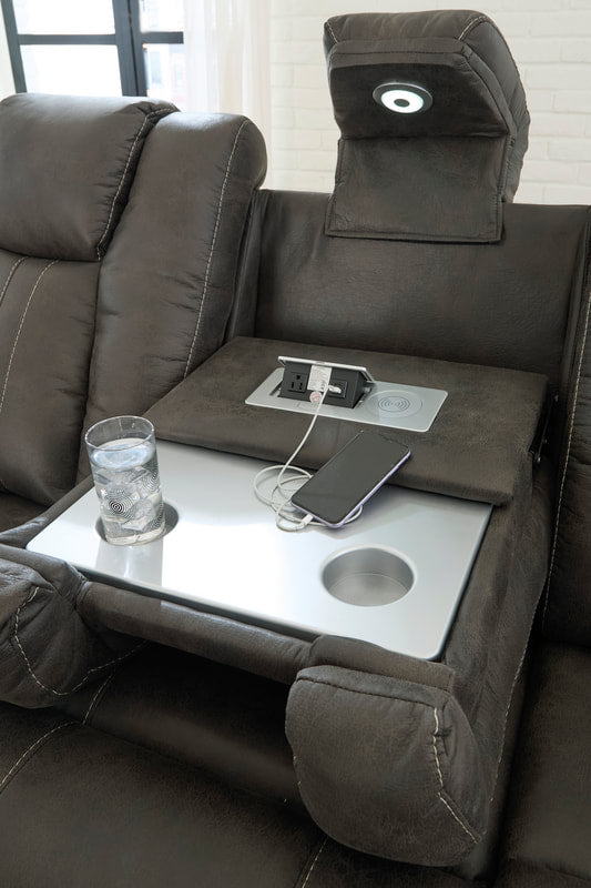 Ashley 346-04 Reclining Set — Wireless Charging Drop-Down Table