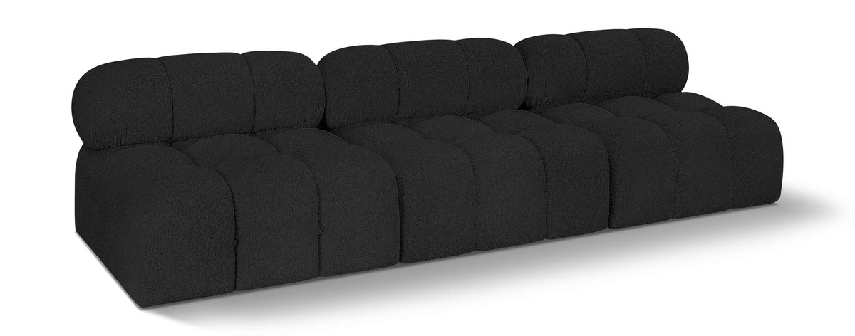 Ames Boucle Modular Sectional — 3-Piece Armless Sofa — Black