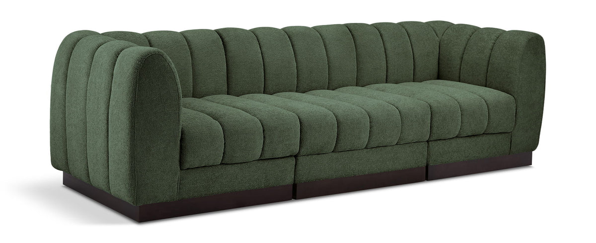 Quinn Chenille Modular Sectional — 3-Piece Sofa — Green