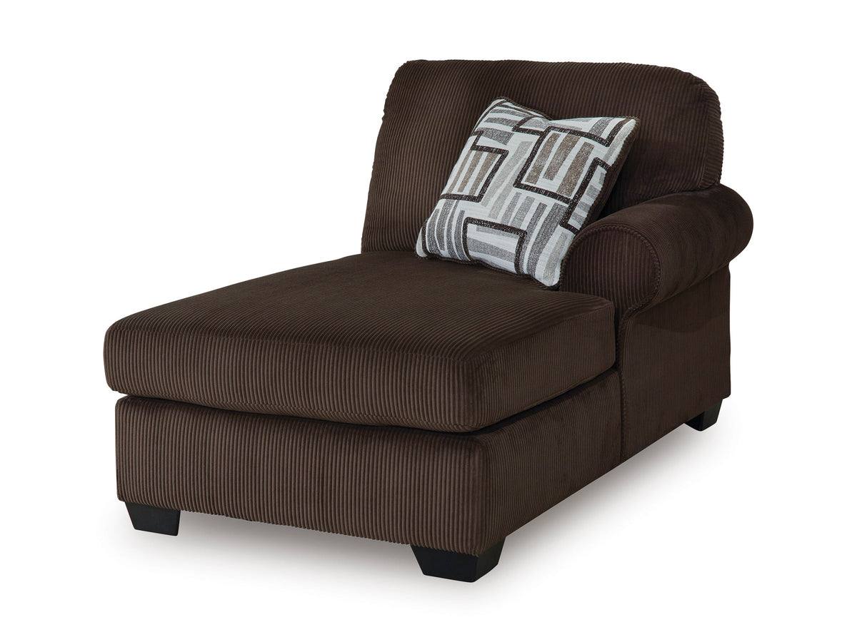 Kimlee Chocolate 4-Piece Sectional — Corner Chaise & Ottoman