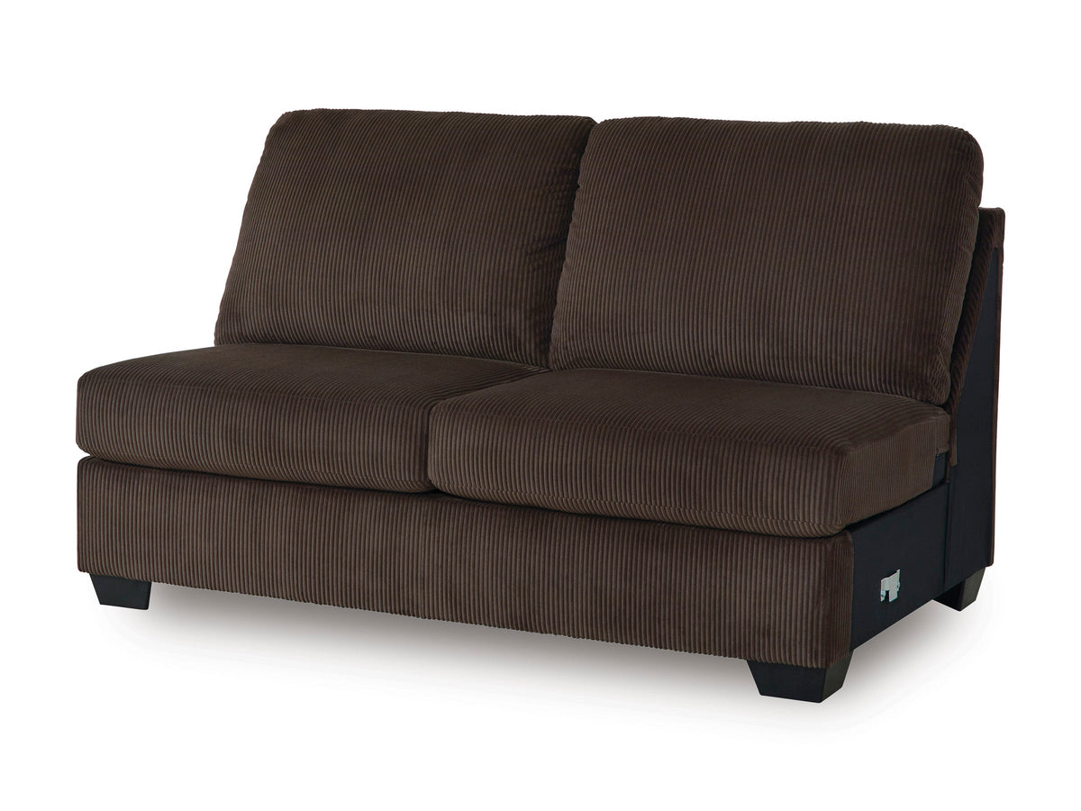 Kimlee Chocolate 4-Piece Sectional — Corner Chaise & Ottoman