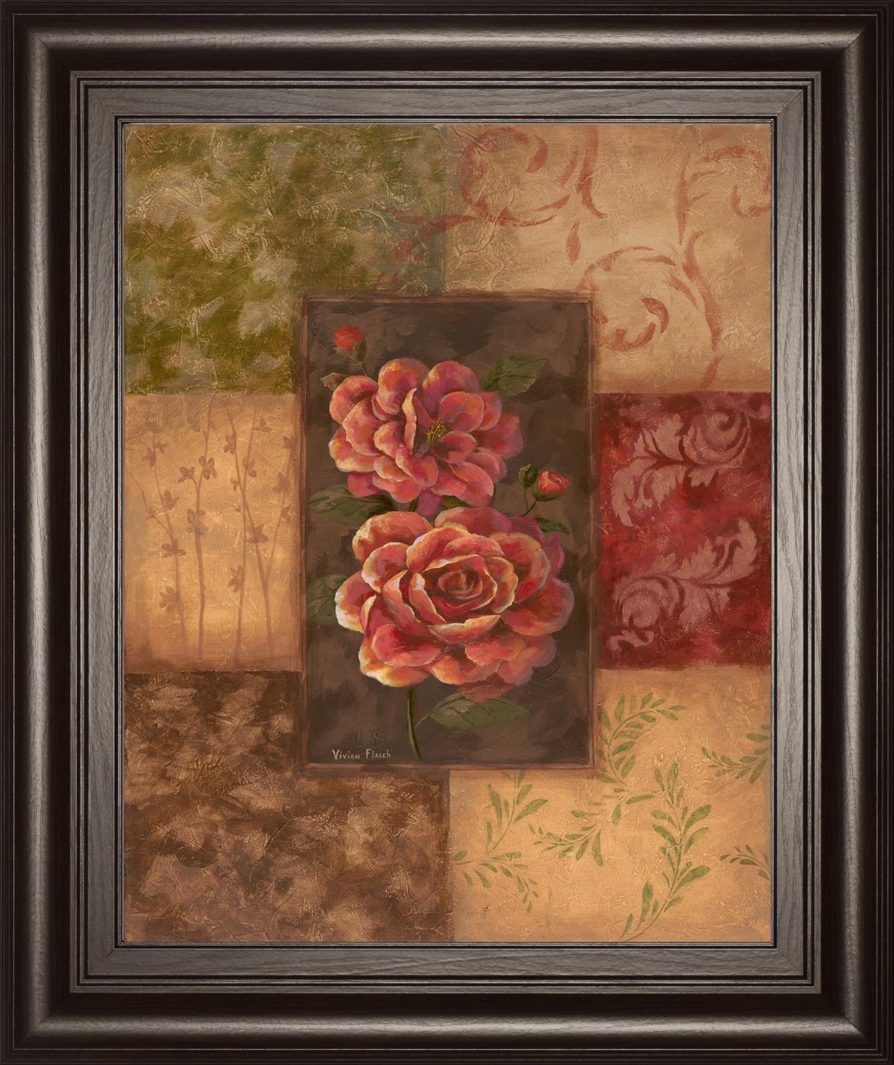 Camellias On Chocolate By Vivian Flasch 22X26 Framed Print