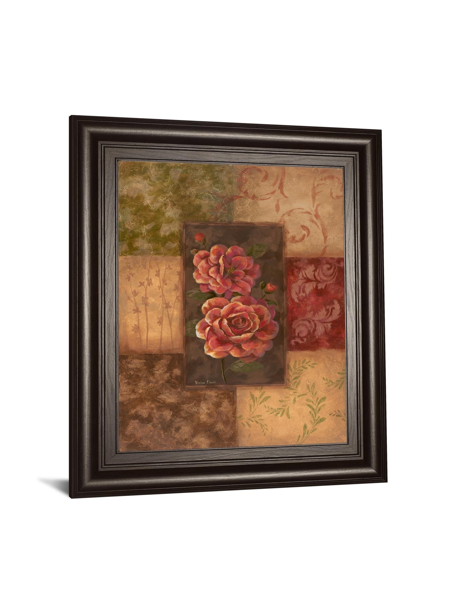 Camellias On Chocolate By Vivian Flasch 22X26 Framed Print