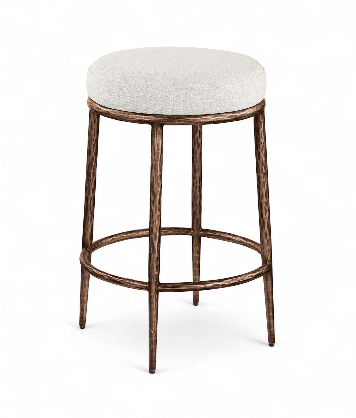 Ferro Backless Counter Stool — Brushed Bronze Legs - Cream Linen