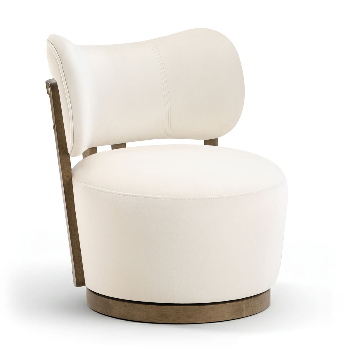 Elara - Velvet Upholstered Swivel Accent Chair with Brown Base