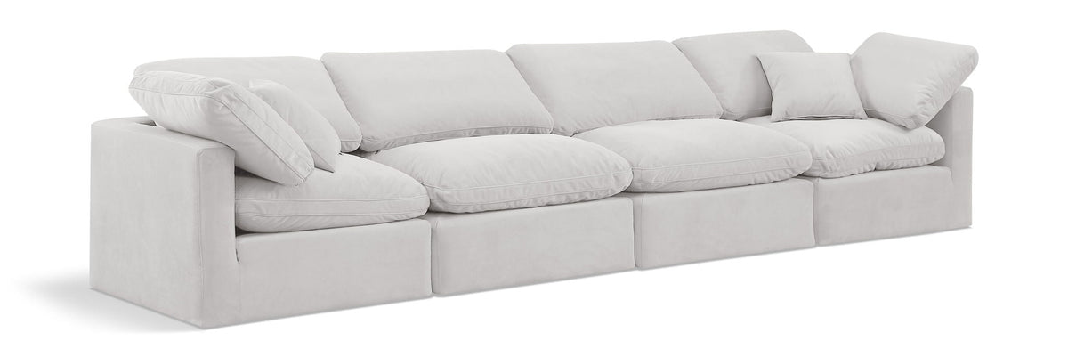 Indulge Velvet Modular Sectional — 4-Piece Sofa — Cream