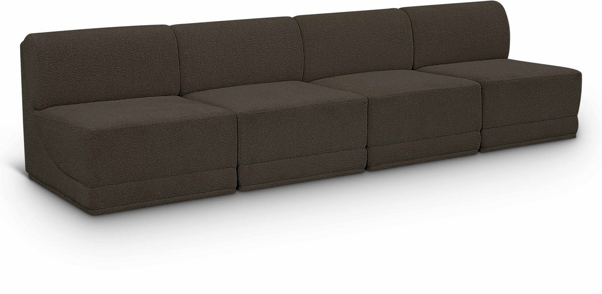 Ollie Boucle Modular Sectional — 4-Piece Armless Sofa — Brown