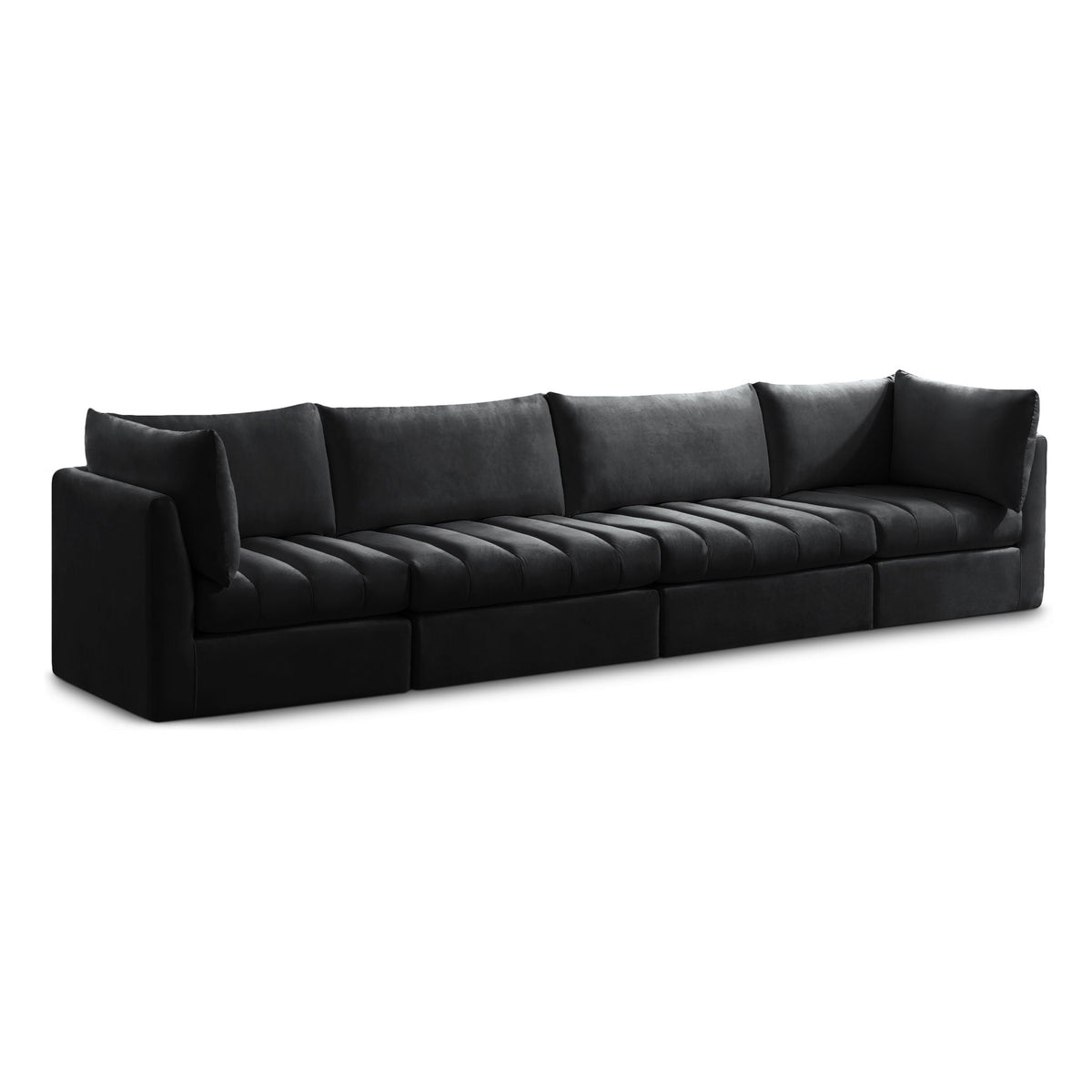 Jacob Velvet Modular Sectional — 4-Piece Sofa — Black