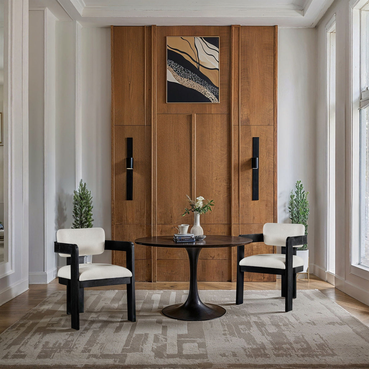 Sacha - Linen Dining Chair (Set of 2) with Black Base