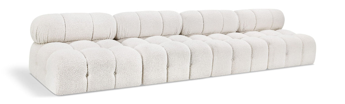 Ames Boucle Modular Sectional — 4-Piece Armless Sofa — Cream