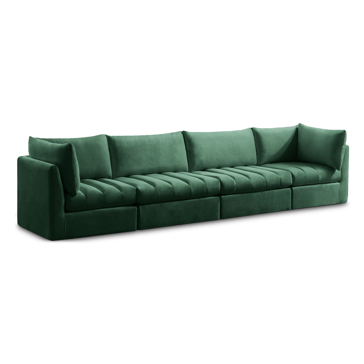 Jacob Velvet Modular Sectional — 4-Piece Sofa — Green