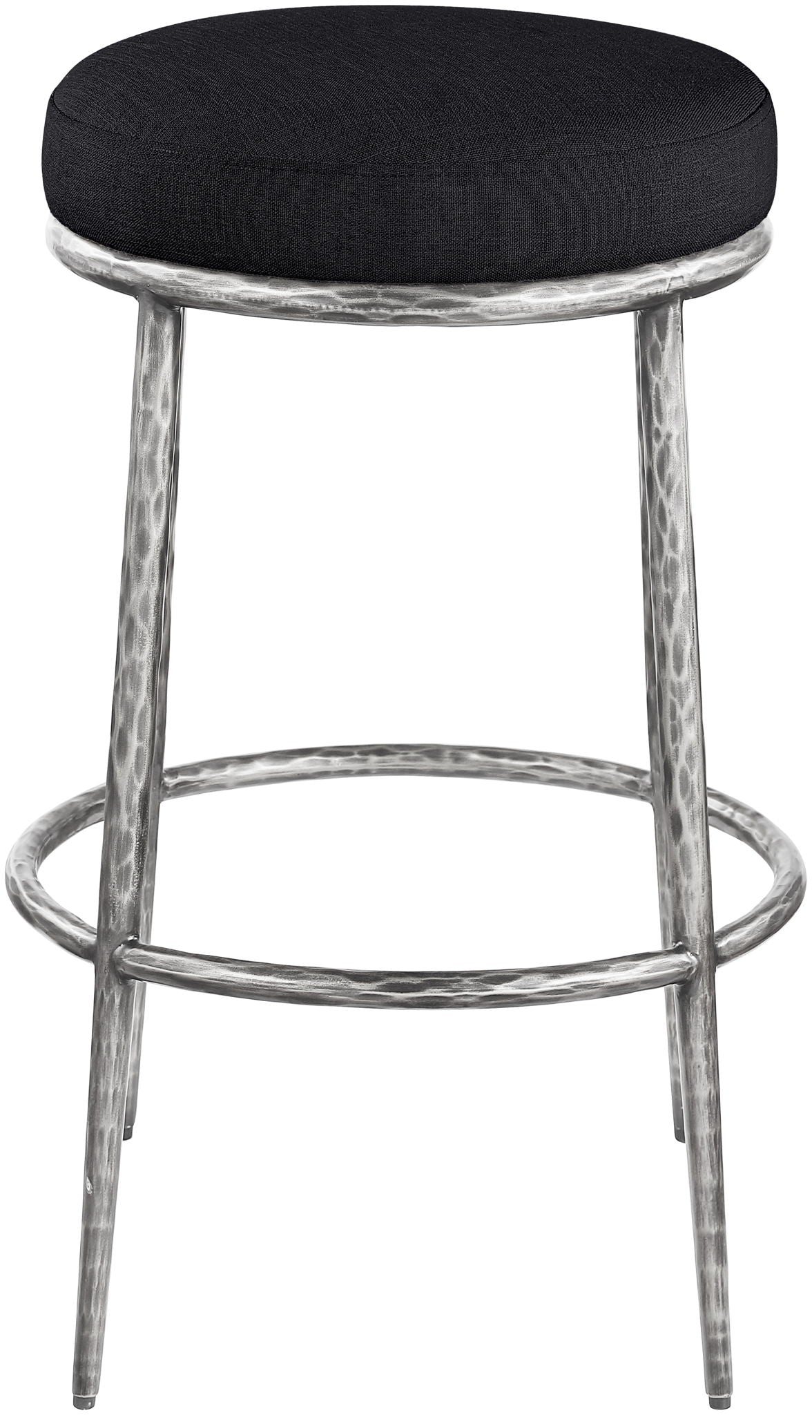Ferro Performance Fabric Backless Bar Stool with Antique Silver Frame