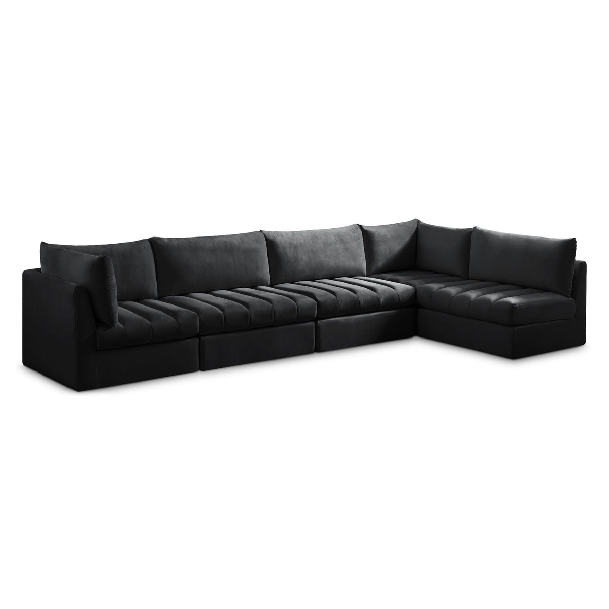 Jacob Velvet Modular Sectional — 5-Piece Sectional — Black