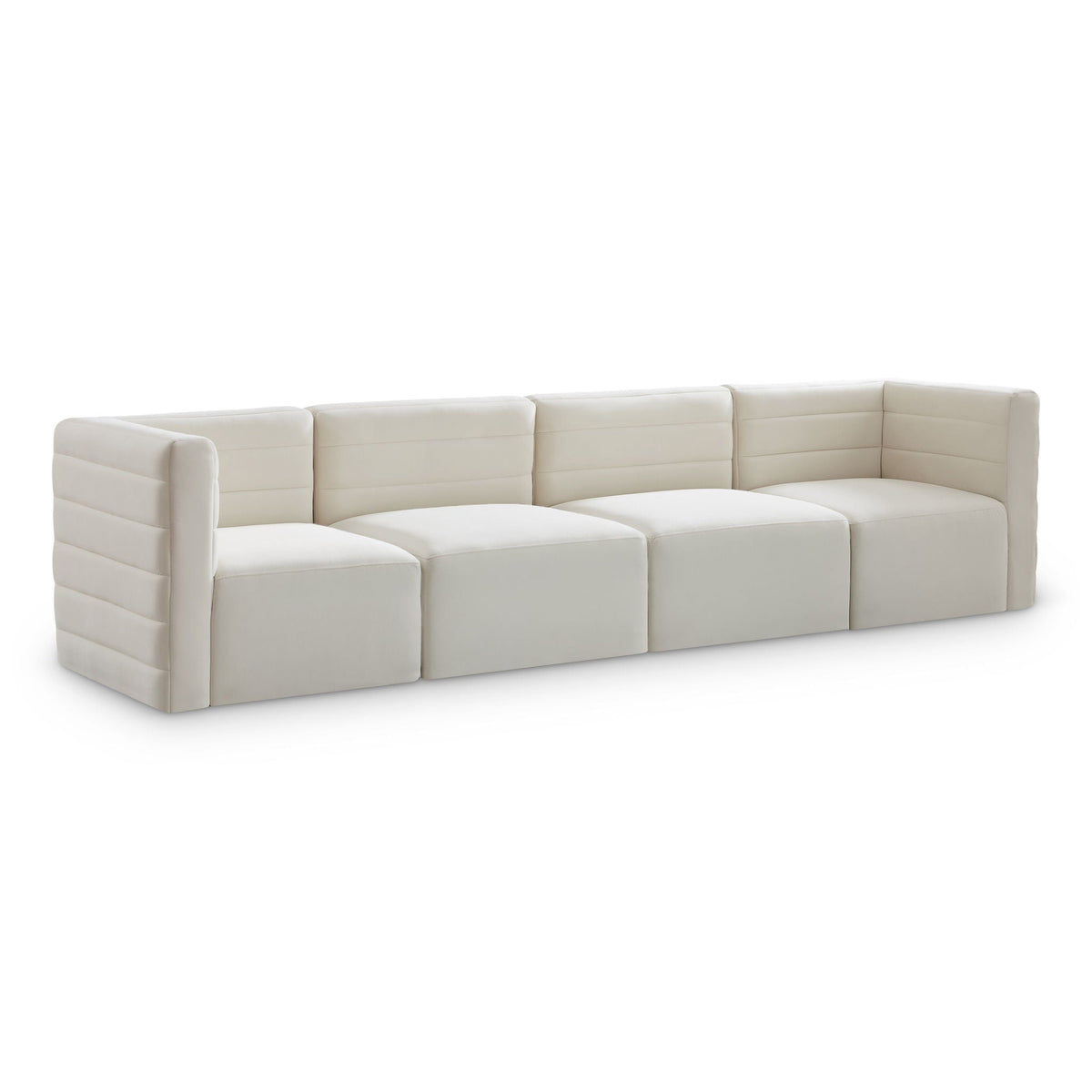 Quincy Velvet Modular Sectional — 4-Piece Sofa — Cream