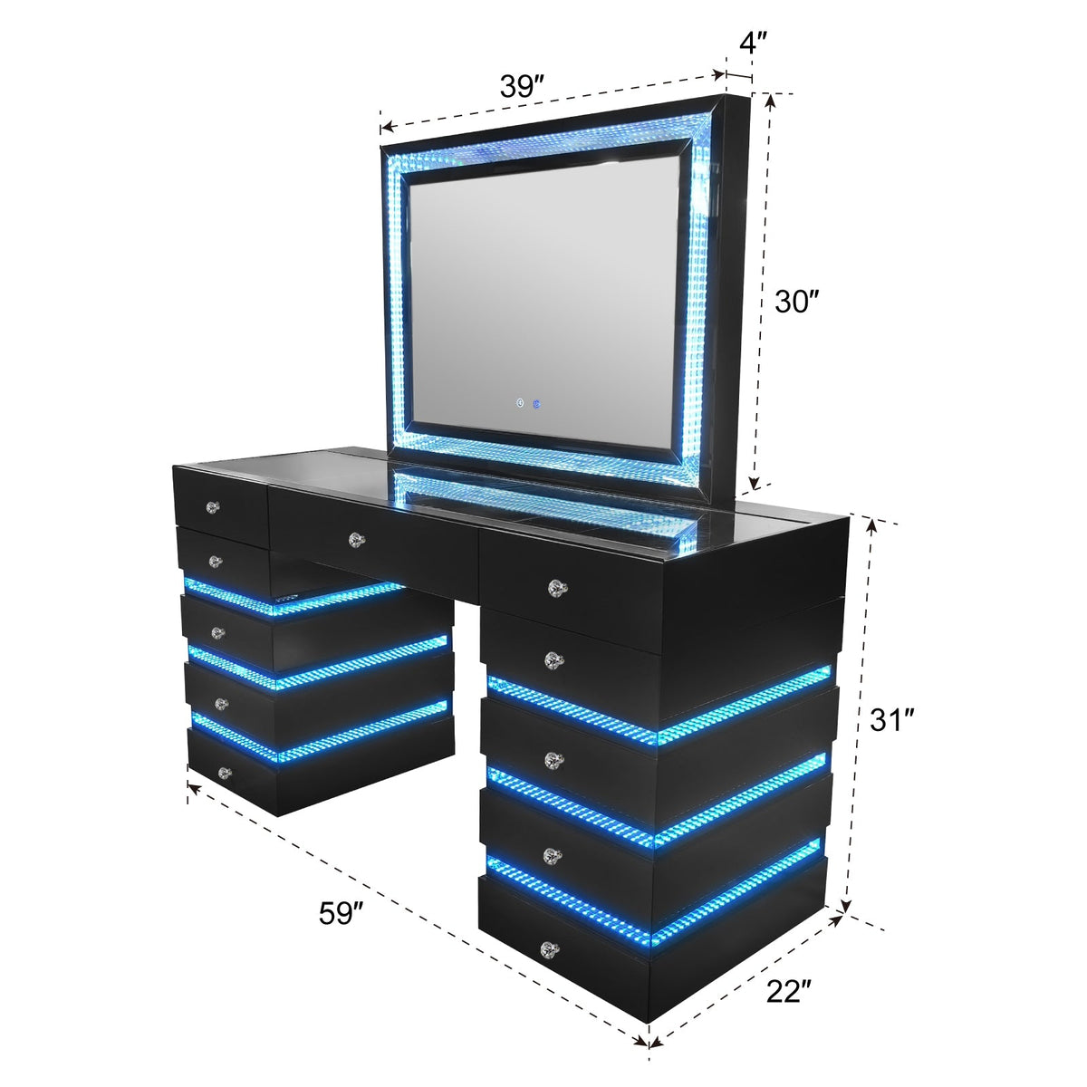 Lily Smart Vanity — 3D RGB LED Lighting & Bluetooth Speaker