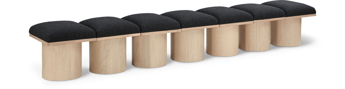 Pavilion Modular Bench 7-Piece Bench, 108.5"W x 18"D — Black / Natural Base