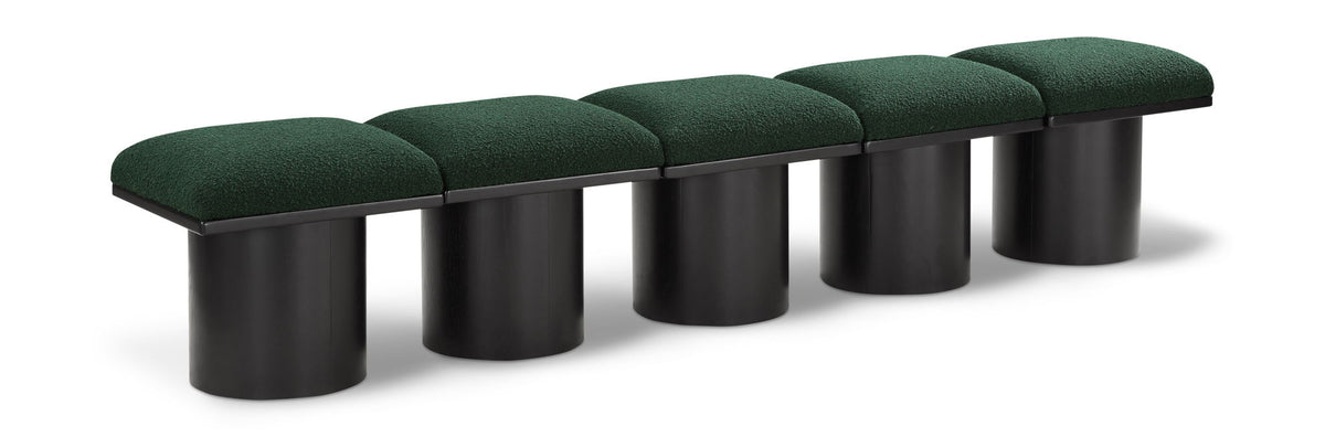 Pavilion Modular Bench 5-Piece Bench, 90"W x 15.5"D — Green / Black Base