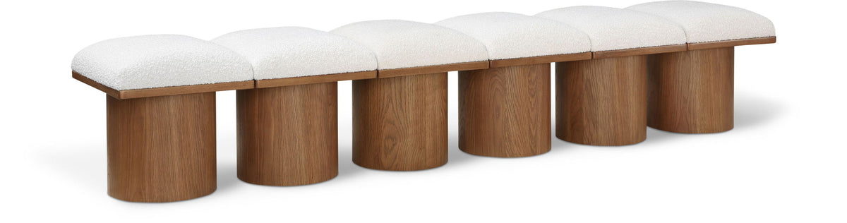 Pavilion Modular Bench 6-Piece Bench, 93"W x 18"D — Cream / Brown Base